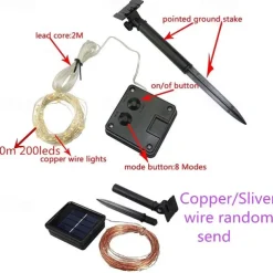 Elegant Wedding Reception Party 1/2Packs Outdoor Solar Fairy String Light 22M 200LEDs 8 Modes Garden Twinkle Lights Waterproof for Wedding Party Patio Decoration Christmas