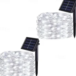 Elegant Wedding Reception Party 1/2Packs Outdoor Solar Fairy String Light 22M 200LEDs 8 Modes Garden Twinkle Lights Waterproof for Wedding Party Patio Decoration Christmas