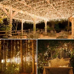 Elegant Wedding Reception Party Outdoor Solar LED String Lights Wedding Decoration 10M 33ft 100 LED 8 Lighting Modes Waterproof Fairy Lights Garden Christmas Wedding Birthday Party Holiday Decoration