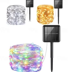 Elegant Wedding Reception Party Outdoor Solar LED String Lights Wedding Decoration 10M 33ft 100 LED 8 Lighting Modes Waterproof Fairy Lights Garden Christmas Wedding Birthday Party Holiday Decoration