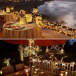Elegant Wedding Reception Party Outdoor Solar LED String Lights Wedding Decoration 10M 33ft 100 LED 8 Lighting Modes Waterproof Fairy Lights Garden Christmas Wedding Birthday Party Holiday Decoration