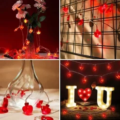 Elegant Wedding Reception Party Heart Love Lights 10/20/40leds Heart Shaped String Lights for Party Wedding Birthday Home Battery Operated