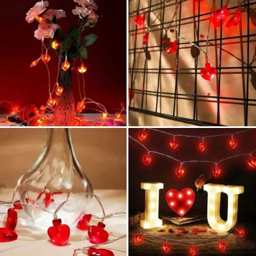 Elegant Wedding Reception Party Heart Love Lights 10/20/40leds Heart Shaped String Lights for Party Wedding Birthday Home Battery Operated