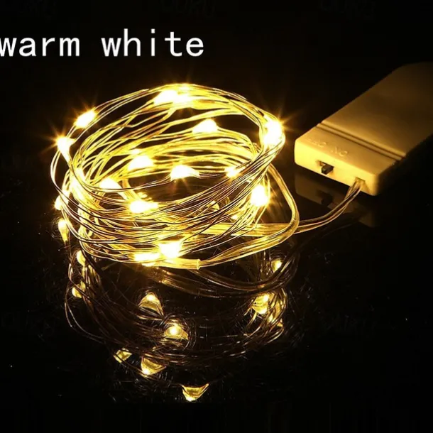 Elegant Wedding Reception Party 1pcs Button Battery Operated LED String Lights Silver Copper Wire 2m 20LED Fairy LED Holiday Decoration for Christmas Wedding