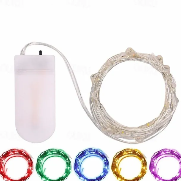 Elegant Wedding Reception Party 1pcs Button Battery Operated LED String Lights Silver Copper Wire 2m 20LED Fairy LED Holiday Decoration for Christmas Wedding