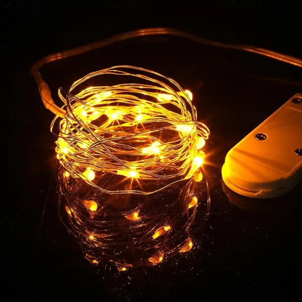 Elegant Wedding Reception Party 1pcs Button Battery Operated LED String Lights Silver Copper Wire 2m 20LED Fairy LED Holiday Decoration for Christmas Wedding