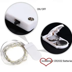 Elegant Wedding Reception Party 1pcs Button Battery Operated LED String Lights Silver Copper Wire 2m 20LED Fairy LED Holiday Decoration for Christmas Wedding