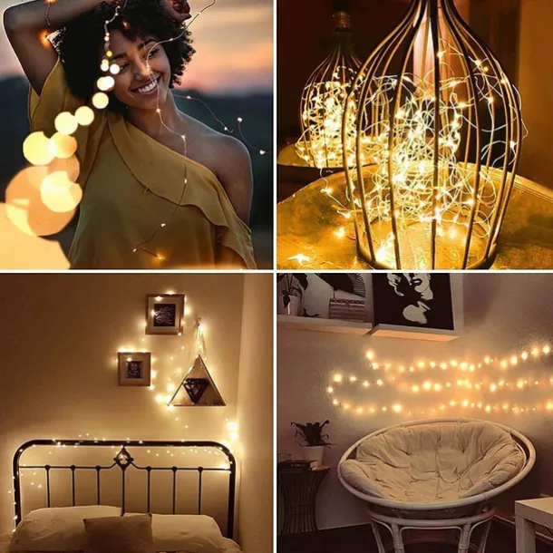 Elegant Wedding Reception Party 1pcs Button Battery Operated LED String Lights Silver Copper Wire 2m 20LED Fairy LED Holiday Decoration for Christmas Wedding