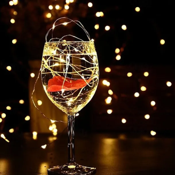 Elegant Wedding Reception Party 1pcs Button Battery Operated LED String Lights Silver Copper Wire 2m 20LED Fairy LED Holiday Decoration for Christmas Wedding