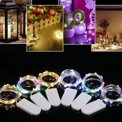 Elegant Wedding Reception Party 1pcs Button Battery Operated LED String Lights Silver Copper Wire 2m 20LED Fairy LED Holiday Decoration for Christmas Wedding