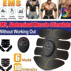 EMS Electric Muscle Stimulator Home Gym Equiment Fitness Massage Shoulder Leg Arm Abdominal Trainer Body Massager(Battery not include)