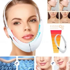 EMS Facial Lifting Device LED Photon Therapy Face Slimming Vibration Massager Double Chin V Line Lift Belt Cellulite Jaw Device