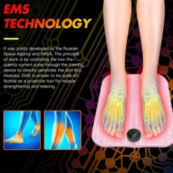 EMS Foot Massager Pad Portable Foldable Massage Mat Pulse Muscle Stimulation Improve Blood Circulation Relief Pain Relax Feet