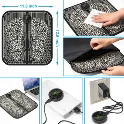 EMS Foot Massager Pad Portable Foldable Massage Mat Pulse Muscle Stimulation Improve Blood Circulation Relief Pain Relax Feet