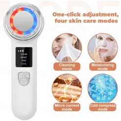 EMS LED Photon Hot Cool Compress Face Lifting Beauty Device Microcurrent Facial Firming Massager Skin Rejuvenation Anti Aging