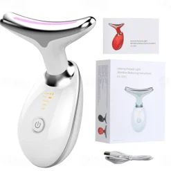 EMS Microcurrent Face Neck Beauty Device LED Photon Firming Rejuvenation Anti Wrinkle Thin Double Chin Skin Care Facial Massager
