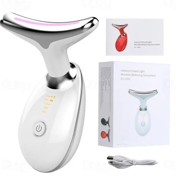 EMS Microcurrent Face Neck Beauty Device LED Photon Firming Rejuvenation Anti Wrinkle Thin Double Chin Skin Care Facial Massager
