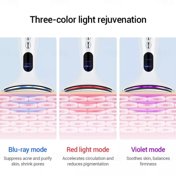 EMS Microcurrent Face Neck Beauty Device LED Photon Firming Rejuvenation Anti Wrinkle Thin Double Chin Skin Care Facial Massager