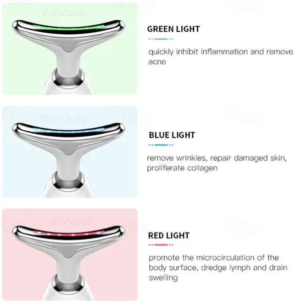 EMS Microcurrent Face Neck Beauty Device LED Photon Firming Rejuvenation Anti Wrinkle Thin Double Chin Skin Care Facial Massager