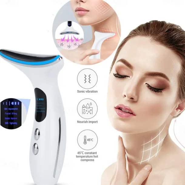 EMS Microcurrent Face Neck Beauty Device LED Photon Firming Rejuvenation Anti Wrinkle Thin Double Chin Skin Care Facial Massager