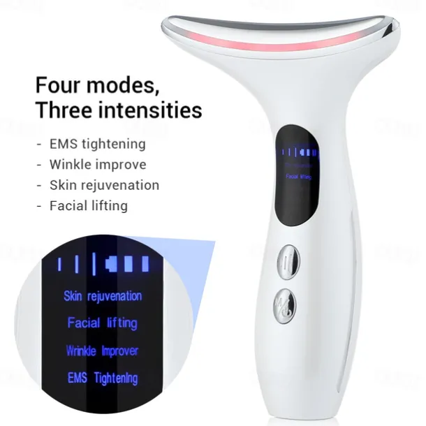 EMS Microcurrent Face Neck Beauty Device LED Photon Firming Rejuvenation Anti Wrinkle Thin Double Chin Skin Care Facial Massager