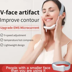 EMS Microcurrent Facial Lifting Massager 6-Mode Heated Skin Tightening Slimming Double Chin V Shape Lift Belt Face Fat Burning