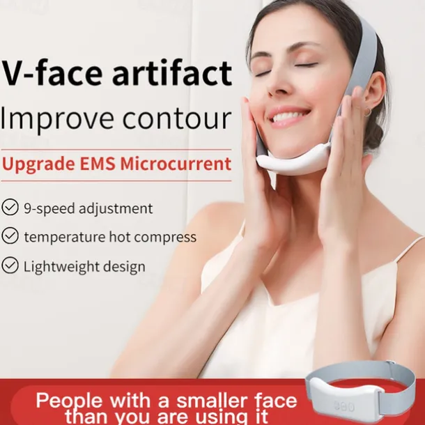 EMS Microcurrent Facial Lifting Massager 6-Mode Heated Skin Tightening Slimming Double Chin V Shape Lift Belt Face Fat Burning
