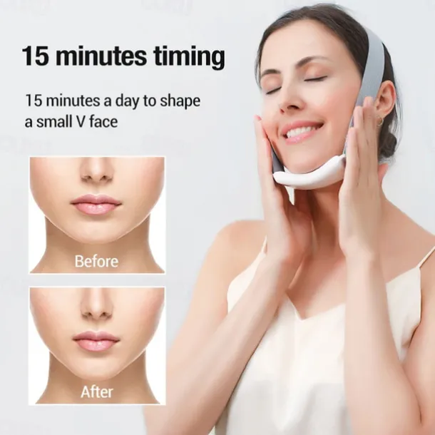 EMS Microcurrent Facial Lifting Massager 6-Mode Heated Skin Tightening Slimming Double Chin V Shape Lift Belt Face Fat Burning