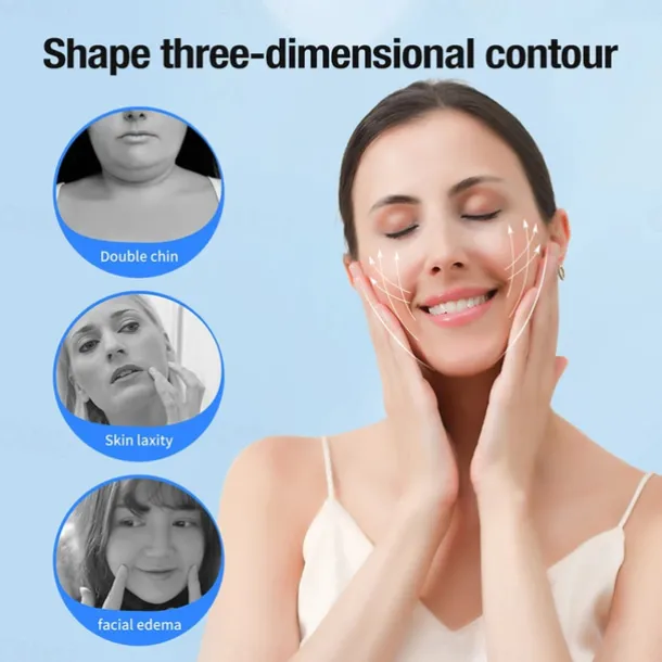 EMS Microcurrent Facial Lifting Massager 6-Mode Heated Skin Tightening Slimming Double Chin V Shape Lift Belt Face Fat Burning