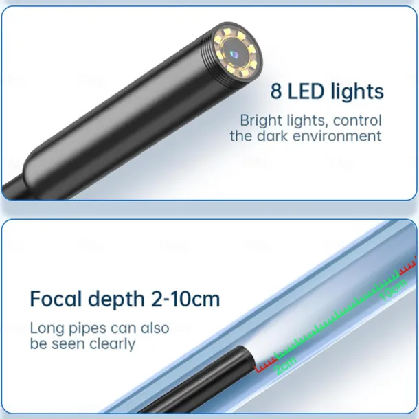 Endoscope Camera with Light Waterproof Snake Inspection Endoscope with 8 LED Lights 2.0 Megapixel HD Camera for iOS & Android Phones