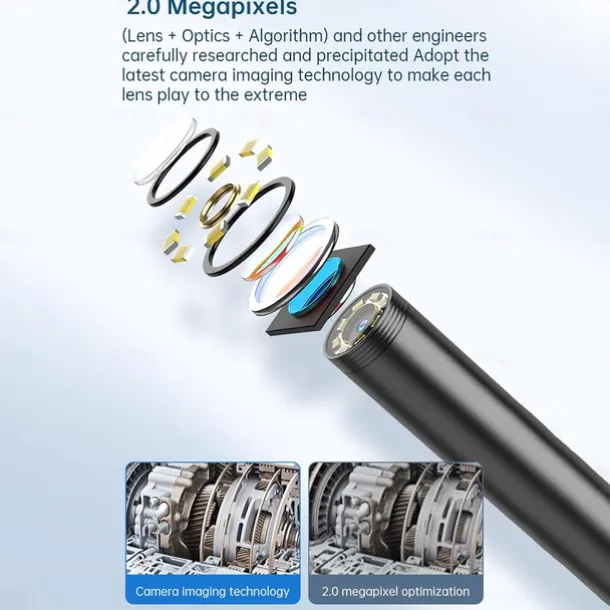 Endoscope Camera with Light Waterproof Snake Inspection Endoscope with 8 LED Lights 2.0 Megapixel HD Camera for iOS & Android Phones