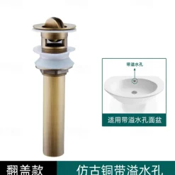 Engraved Antique Brass Pop Up Bathroom Sink Drain Strainer Stopper no Overflow Hole Kitchen Basin Sink Bottle Trap Drainer