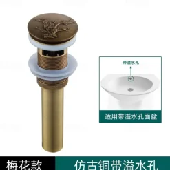 Engraved Antique Brass Pop Up Bathroom Sink Drain Strainer Stopper no Overflow Hole Kitchen Basin Sink Bottle Trap Drainer