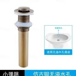 Engraved Antique Brass Pop Up Bathroom Sink Drain Strainer Stopper no Overflow Hole Kitchen Basin Sink Bottle Trap Drainer