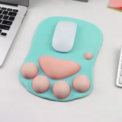 Ergonomic 3D Mouse Pad with Wrist Support Cute Cat Paw Soft Comfortable Silicone Wrist Rest Mice Mat Anti-Slip Wrist Pad for Computer Office Computer Game