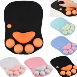Ergonomic 3D Mouse Pad with Wrist Support Cute Cat Paw Soft Comfortable Silicone Wrist Rest Mice Mat Anti-Slip Wrist Pad for Computer Office Computer Game