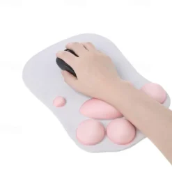 Ergonomic 3D Mouse Pad with Wrist Support Cute Cat Paw Soft Comfortable Silicone Wrist Rest Mice Mat Anti-Slip Wrist Pad for Computer Office Computer Game