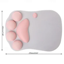 Ergonomic 3D Mouse Pad with Wrist Support Cute Cat Paw Soft Comfortable Silicone Wrist Rest Mice Mat Anti-Slip Wrist Pad for Computer Office Computer Game