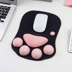 Ergonomic 3D Mouse Pad with Wrist Support Cute Cat Paw Soft Comfortable Silicone Wrist Rest Mice Mat Anti-Slip Wrist Pad for Computer Office Computer Game