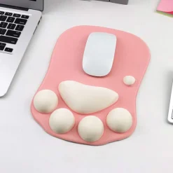 Ergonomic 3D Mouse Pad with Wrist Support Cute Cat Paw Soft Comfortable Silicone Wrist Rest Mice Mat Anti-Slip Wrist Pad for Computer Office Computer Game