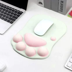 Ergonomic 3D Mouse Pad with Wrist Support Cute Cat Paw Soft Comfortable Silicone Wrist Rest Mice Mat Anti-Slip Wrist Pad for Computer Office Computer Game