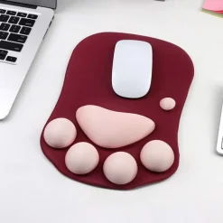 Ergonomic 3D Mouse Pad with Wrist Support Cute Cat Paw Soft Comfortable Silicone Wrist Rest Mice Mat Anti-Slip Wrist Pad for Computer Office Computer Game