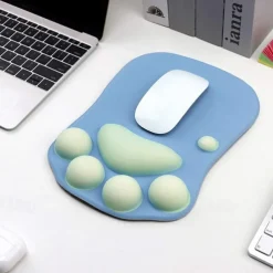 Ergonomic 3D Mouse Pad with Wrist Support Cute Cat Paw Soft Comfortable Silicone Wrist Rest Mice Mat Anti-Slip Wrist Pad for Computer Office Computer Game