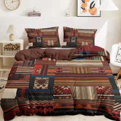 Ethnic Vintage Duvet Cover Full Size Bedding Set Bed Sets Quilt Cover Soft Lightweight Comforter Cover with 2 Pillowcases for Summer Spring