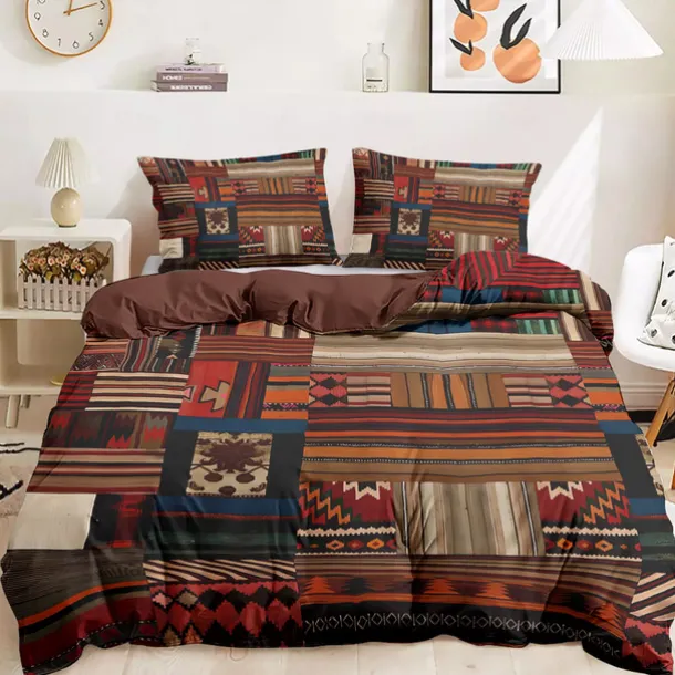 Ethnic Vintage Duvet Cover Full Size Bedding Set Bed Sets Quilt Cover Soft Lightweight Comforter Cover with 2 Pillowcases for Summer Spring