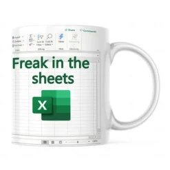 Excel Coffee Mug, Funny Gifts for Women Men Freak In The Sheets Mug Gifts for Boss CPA Friend Coworkers Accountant White Ceramic Office Mug 11.8 oz