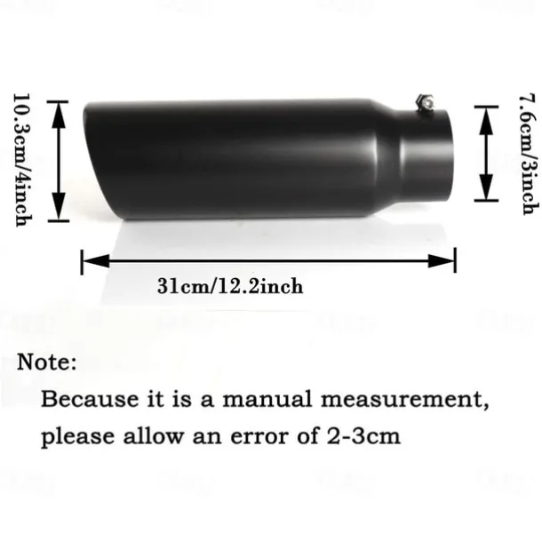 Exhaust Tip Universal Replacement Exhaust Tips for Trucks Black Stainless Steel Exhaust Pipe Throat Tail 3" Inlets 4" Outlet 12" Long