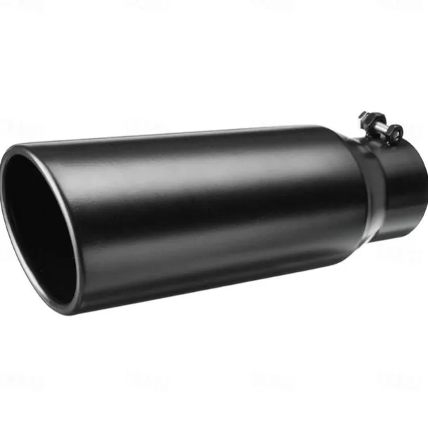 Exhaust Tip Universal Replacement Exhaust Tips for Trucks Black Stainless Steel Exhaust Pipe Throat Tail 3" Inlets 4" Outlet 12" Long
