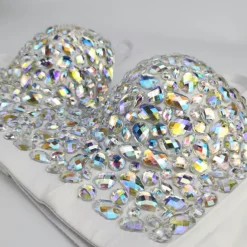 Exotic Dancewear Vest Crystals / Rhinestones Sequins Women's Performance Theme Party Sleeveless Polyester