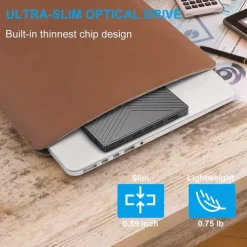 External CD DVD Drive 7 in 1 Ultra Slim CD Burner USB 3.0 with 4 USB Ports and 2 TF/SD Card Slots Optical Disk Drive for Laptop Mac PC Windows 11/10/8/7 Linux OS